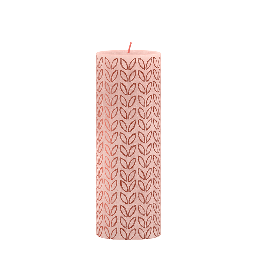 Bolsius rustikale Säulenkerze 19x6,8 cm, nebelrosa mit Aufdruck