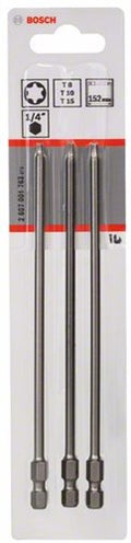 Bosch accessoires 3-delige bitset extra hard t8; t10; t15; 152 mm 3st - 2607001763