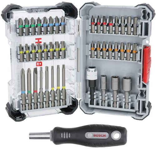 Bosch accessoires 44+1 delige schroefbitset en doppen in cassette - 2607017732