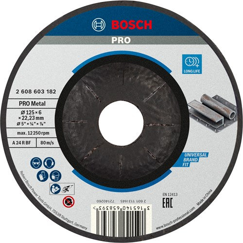 Bosch Zubehör gebogene Schleifscheibe Standard für Metall a 24 p bf, 125 mm, 22,23 mm, 6,0 mm - 2608603182