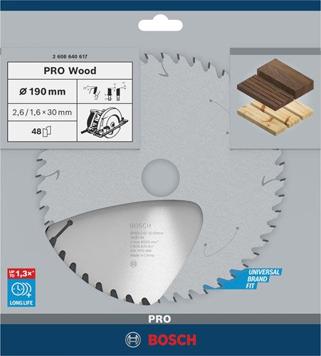 Bosch accessoires cirkelzaagblad optiline wood 190x30x2,6 mm, 48 1st - 2608640617