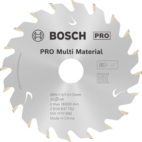 Bosch accessoires cirkelzaagblad st multi mat 85x15x1.5 1.0x30t - 2608837752