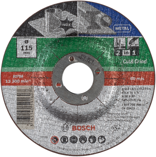 Bosch accessoires doorslijpschijf 2 in 1 metaal+inox, 115 x2,5 gebo - 2609256308