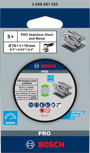 Bosch Zubehör Trennscheibe Metall 76 x 10 x 1 mm 5 Stück - 2608601520