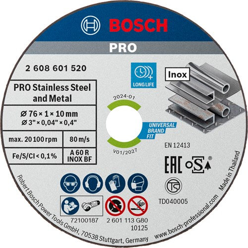 Bosch Zubehör Trennscheibe Metall 76 x 10 x 1 mm 5 Stück - 2608601520