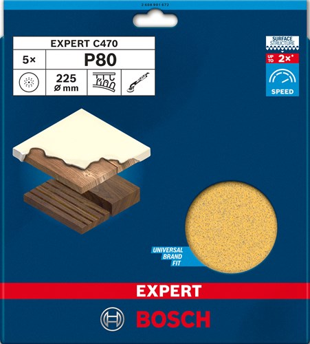 Bosch accessoires expert c470 schuurpapier 225 mm, k 80, 5-delig - 2608901672