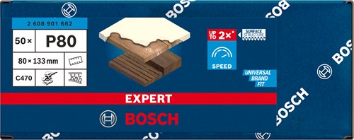 Bosch accessoires bosch accessories 2608901662 schuurpapier voor vlakschuurmachine korrelgrootte 80 (l x b) 133 mm x 80 mm 50 stuk(s)