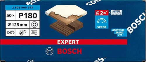 Bosch accessoires expert c470 schuurpapier voor excenterschuurmachines 125 mm, 8 gaten, k180 50-delig - 1 stuk(s) - 2608900913