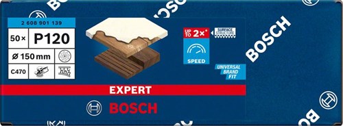 Bosch accessoires expert c470 schuurpapier voor excenterschuurmachines 150 mm, multigaten, k120 50-delig - 1 stuk(s) - 2608901139