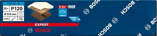 Bosch accessoires expert c470 schuurpapier voor excenterschuurmachines 225 mm, 19 gaten, k120 25-delig - 1 stuk(s) - 2608901150