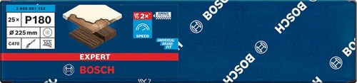 Bosch accessoires expert c470 schuurpapier voor excenterschuurmachines 225 mm, 19 gaten, k180 25-delig - 1 stuk(s) - 2608901152