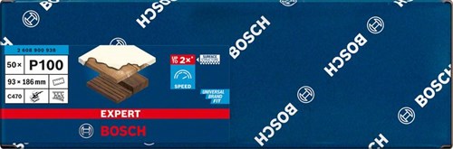 Bosch accessoires expert c470 schuurpapier voor vlakschuurmachines 93 x 186 mm, k100 50-delig - 1 stuk(s) - 2608900938