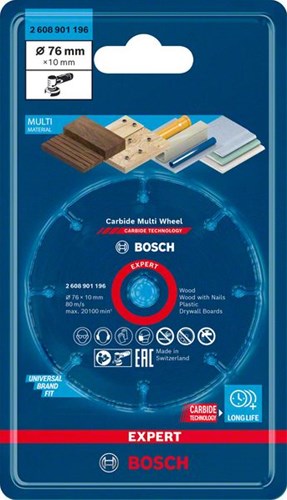 Bosch accessoires expert carbide multi wheel doorslijpschijf 76 mm, 1 mm, 10 mm - 1 stuk(s) - 2608901196