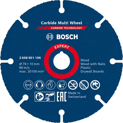 Bosch accessoires expert carbide multi wheel doorslijpschijf 76 mm, 1 mm, 10 mm - 1 stuk(s) - 2608901196