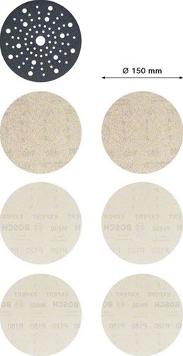 Bosch accessoires expert m480 schuurnetset 150 mm 7-delig - 1 stuk(s) - 2608901203