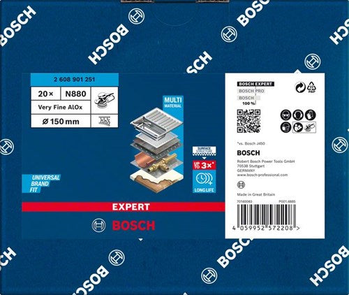 Bosch accessoires expert n880 vliesschijf voor excenterschuurmachines 150 mm, zeer fijn a - 1 stuk(s) - 2608901251