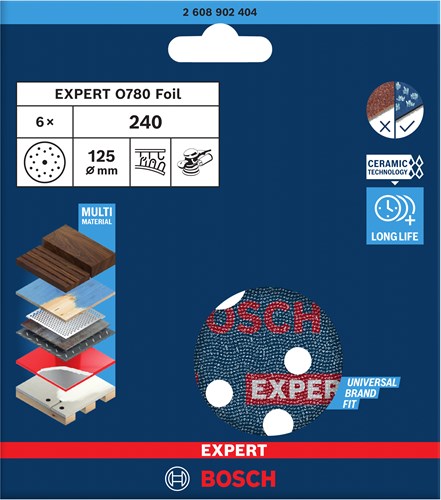 Bosch accessoires expert schuurschijf o780 met film onderlaag, 125 mm, g240, 6x - 2608902404