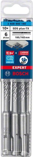 Bosch accessoires expert sds plus-7x hamerboor 6 x 100 x 165 mm - 10 stuk(s) - 2608900160