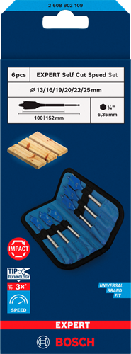 Bosch blauw bosch accessoires expert speedborenset self cut speed | 6-delig | 13, 16, 19, 20, 22, 25 mm - 2608902109