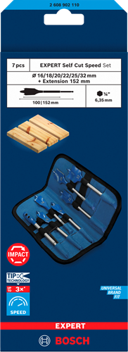 Bosch blauw bosch accessoires expert speedborenset self cut speed | 7-delig | 16, 18, 20, 22, 25, 32 mm - 2608902110