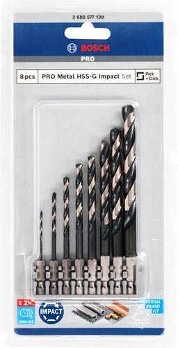 Bosch accessoires impact control hss 8-d set (snap-indexx)