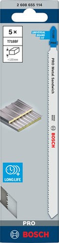 Bosch accessoires pro metal sandwich t718bf decoupeerzaagbladen | 180 mm | 5 stuks - 2608655114