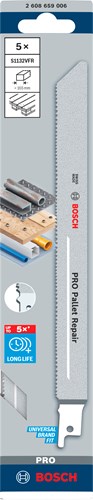 Bosch accessoires pro pallet repair s1132vfr zaagblad | 0 |9 x 19 x 225 mm | 5-delig - 2608659006