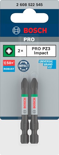 Bosch accessoires pro pozidriv slagschroefbit | pz3 | 55 mm | 2 stuks - 2608522545