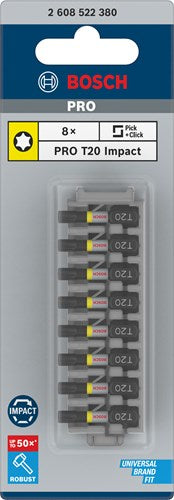Bosch accessoires schroefbit impact control t20, 25 mm 8x - 2608522380