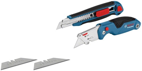 Bosch blauw 1600a016bm | 2-delige | messenset | universeel klapmes en professioneel snijmes - 1600a016bm