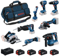 Bosch blauw 8 toolkit 18v | combopack 4 x 5.0ah + lader | in tas - 0615v00061