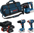 Bosch blauw accutoolkit 3 toolkit 18v gsr 18v-65 + gdx 18v-285 + gbh 18v-22 | 3x gba 18v 5.0ah + lader gal 12v-18v-80 - 0615a50093