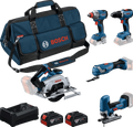 Bosch blauw accutoolkit 5-toolkit 18v | gsr 18v-65 + gdx 18v-285 + gks 18v-57-2 + gop 18v-34 + gst 18v-125 s |incl. 2x gba 18v 5,0ah + lader - 0615a500bv