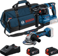 Bosch blauw accutoolkit combipack 18v gws 18v-8 + gbh 18v-22 | 2x gba 18v 4,0 ah + lader gal 18v-40 - 0615v0003c