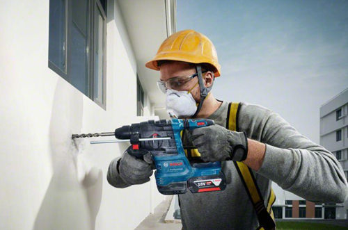 Bosch blauw gbh 18v-22 accu boorhamer + stofafzuiging gde 18v-12 | zonder accu's en lader | in l-boxx - 0611924004