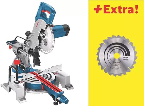 Bosch blauw gcm 80 sj afkortzaag | 216mm 1400w | met 2 cirkelzaagbladen - 0601b19001