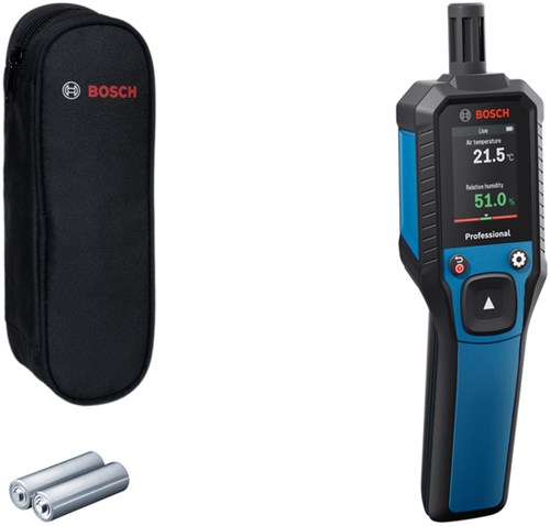 Bosch blauw gdh 1-17 thermo-hygrometer | 2x batterij 1,5v lr6 (aa) + opbergetui - 0601078400