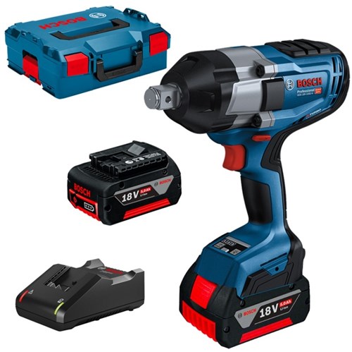 Bosch blauw gds 18v-1050 h | professional slagmoeraanzetter | met 2 x 5.0 ah accu en lader - 06019j8522