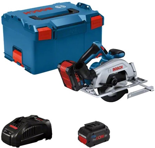 Bosch blauw gks 18v-57-2 accu-cirkelzaag | 165 mm | 2 x 5.5 ah accu + snellader | in l-boxx 06016c1202