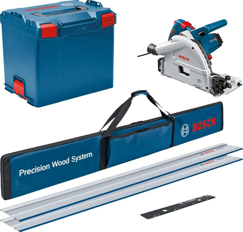 Bosch blauw gkt 55 gce professional invalcirkelzaagmachine | set | 1400 w | 2 x geleiderail | 165 mm zaagblad - 0615990m9b