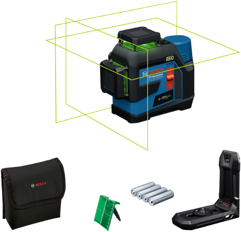 Bosch blauw gll 12v-100-33 cg professional lijnlaser | 4x batterij 1,5v lr6 (aa) | in tas - 0601065400