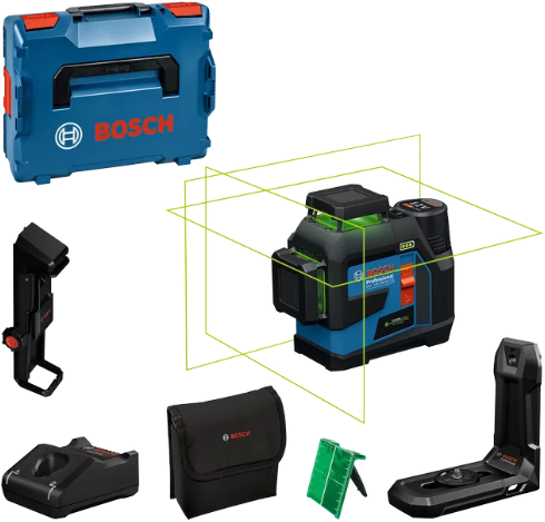 Bosch blauw bosch professional gll 12v-100-33 cg - lijnlaser - inclusief 12v (2.0 ah) accu - snellader - laserrichtbord - houder - plafondklem - tas