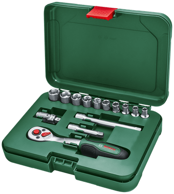 Bosch groen 1 4 ratelset 14-stuks - 1600a02by0