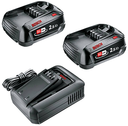 Bosch groen 1600a031t5 18v li-ion accu starterset (2x 2.5ah) + lader al 18v-44