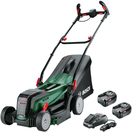 Bosch groen bosch universalrotak 2x18v-37-550 - accu-grasmaaier - inclusief 2x 18v li-ion (4.0 ah) accu en lader