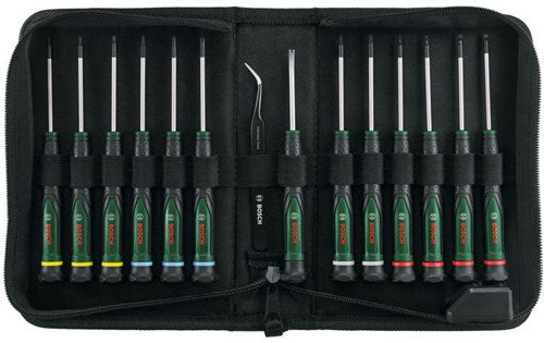 Bosch groen precisieschroevendraaierset | 15-delig - 1600a039j4