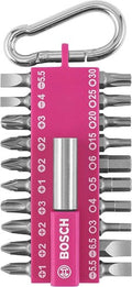 Bosch accessoires bosch schroefbitset | roze | met karabijnhaak | 21-delig - 2607012000