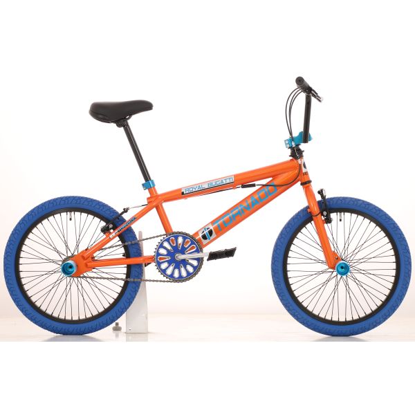 Royal-Bugatti Tornado Freestyle 20-Zoll BMX-Rad - Orange mit blauen Reifen