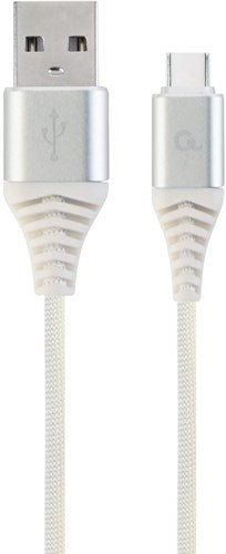 Enzo cablexpert usb-c laadkabel 2m omvlochten zilver - wit - 9530146