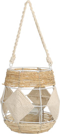 Home styling lantaarn 23x20cm ijzer glas touw